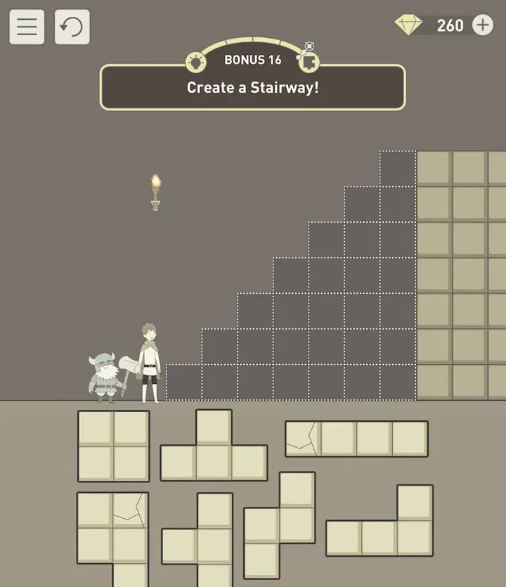 Бонусный уровень 16 «Построй лестницу!» в IQ Dungeon 2
