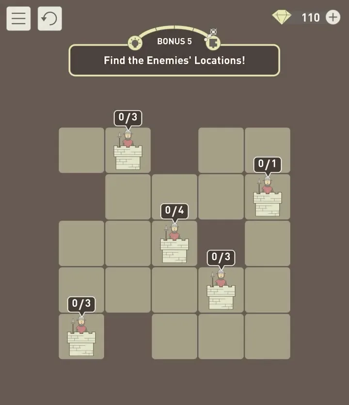 Бонусный уровень 5 «Найди расположение врагов!» в IQ Dungeon 2