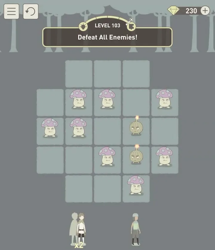 Уровень 103 «Одолей всех врагов!» в IQ Dungeon 2