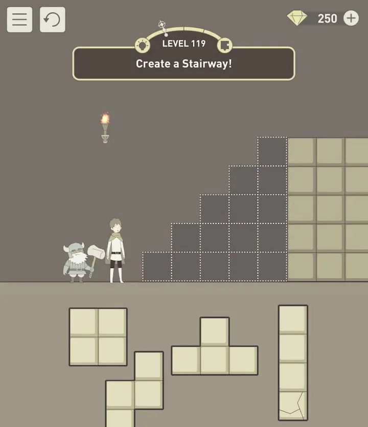 Уровень 119 «Построй лестницу!» в IQ Dungeon 2