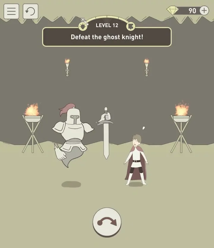 Уровень 12 «Победи рыцаря-призрака!» в IQ Dungeon 2