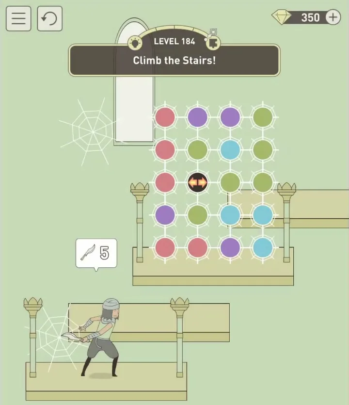 Уровень 184 «Поднимись по лестнице!» в IQ Dungeon 2