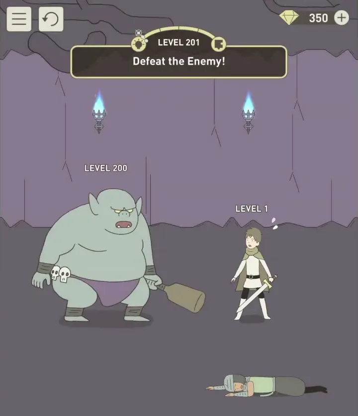 Уровень 201 «Одолей врага!» в IQ Dungeon 2