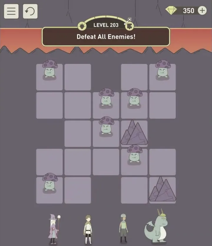 Уровень 203 «Одолей всех врагов!» в IQ Dungeon 2