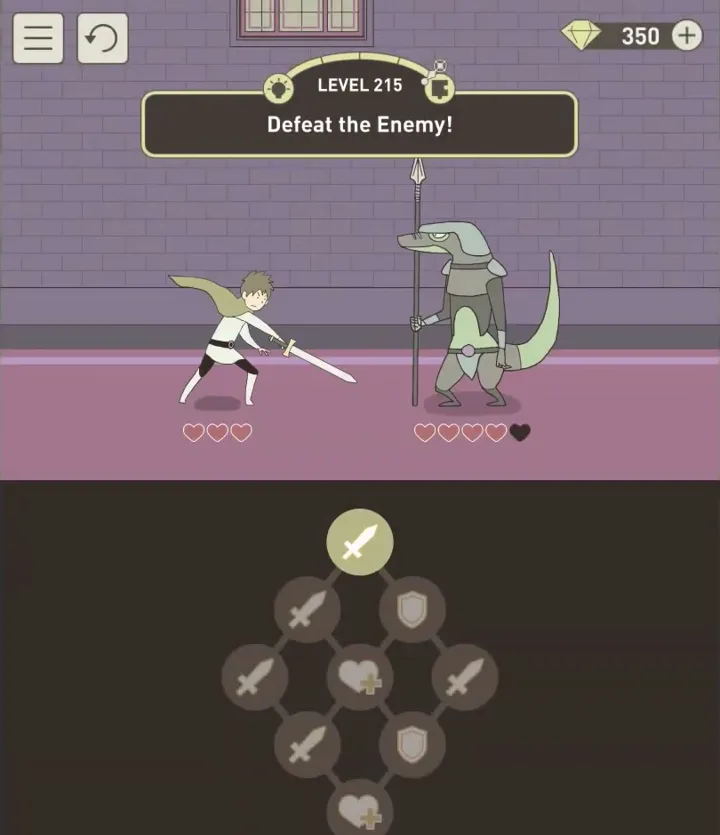 Уровень 215 «Одолей врага!» в IQ Dungeon 2