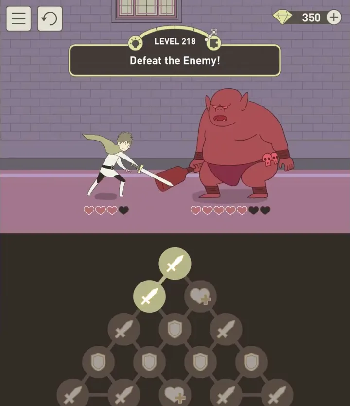 Уровень 218 «Одолей врага!» в IQ Dungeon 2