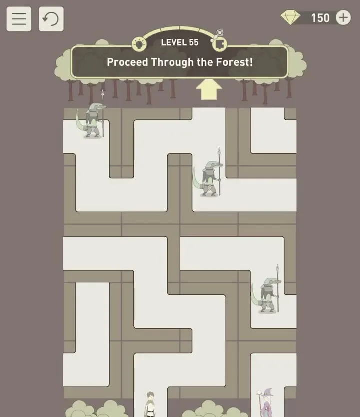 Уровень 55 «Продолжай путь через лес!» в IQ Dungeon 2