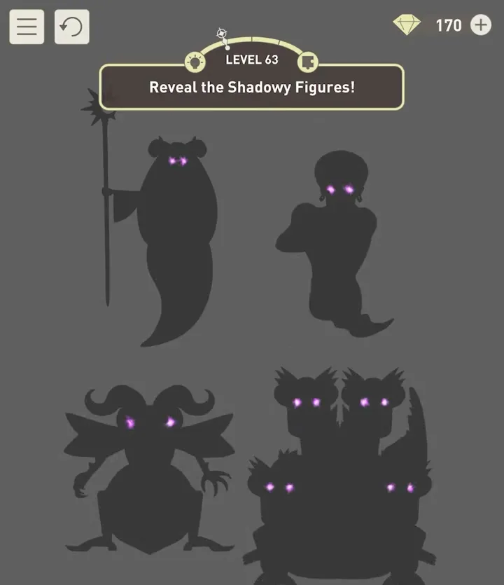 Уровень 63 «Покажи теневые фигуры!» в IQ Dungeon 2