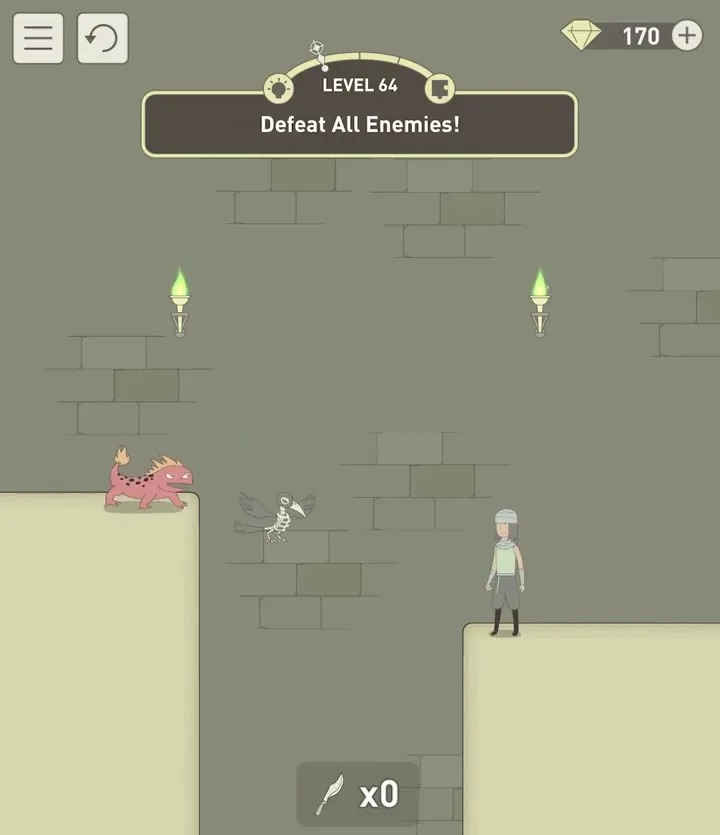 Уровень 64 «Одолей всех врагов!» в IQ Dungeon 2