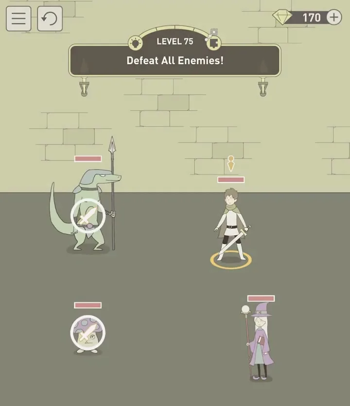 Уровень 75 «Одолей всех врагов!» в IQ Dungeon 2